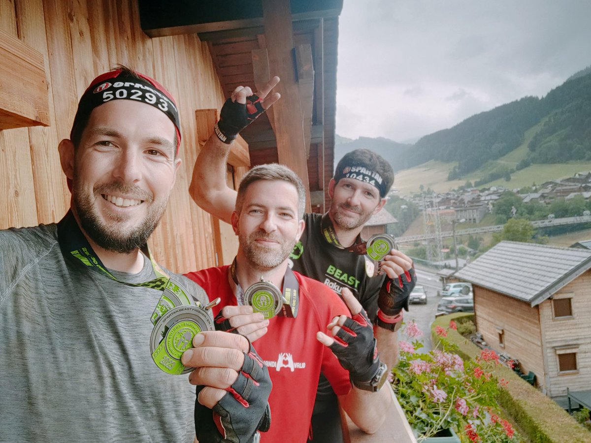 #MedalMonday
🟢Beast  🔵Super 🔴Sprint
#SpartanMorzine [~40K &amp; +75 obstacles]
En mode #Trifecta ce weekend #Aroo 
🎯 We start #together, we finish together #Finisher
👍🏻 Belle expérience à Morzine avec la #SpartanFamily Benjamin &amp; Marc 💪🏻
#Teamwork #StrongerTogether
#BeatYesterday