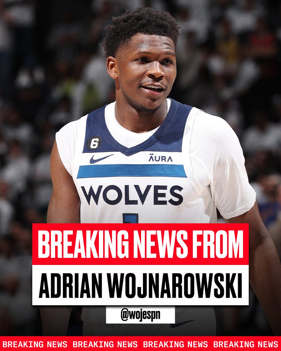 espn's tweet photo. Breaking: Anthony Edwards and the Minnesota Timberwolves have agreed on a five-year designated rookie maximum deal that could be worth $260 million, his agents tell @wojespn. https://t.co/zbRvYIWfNg