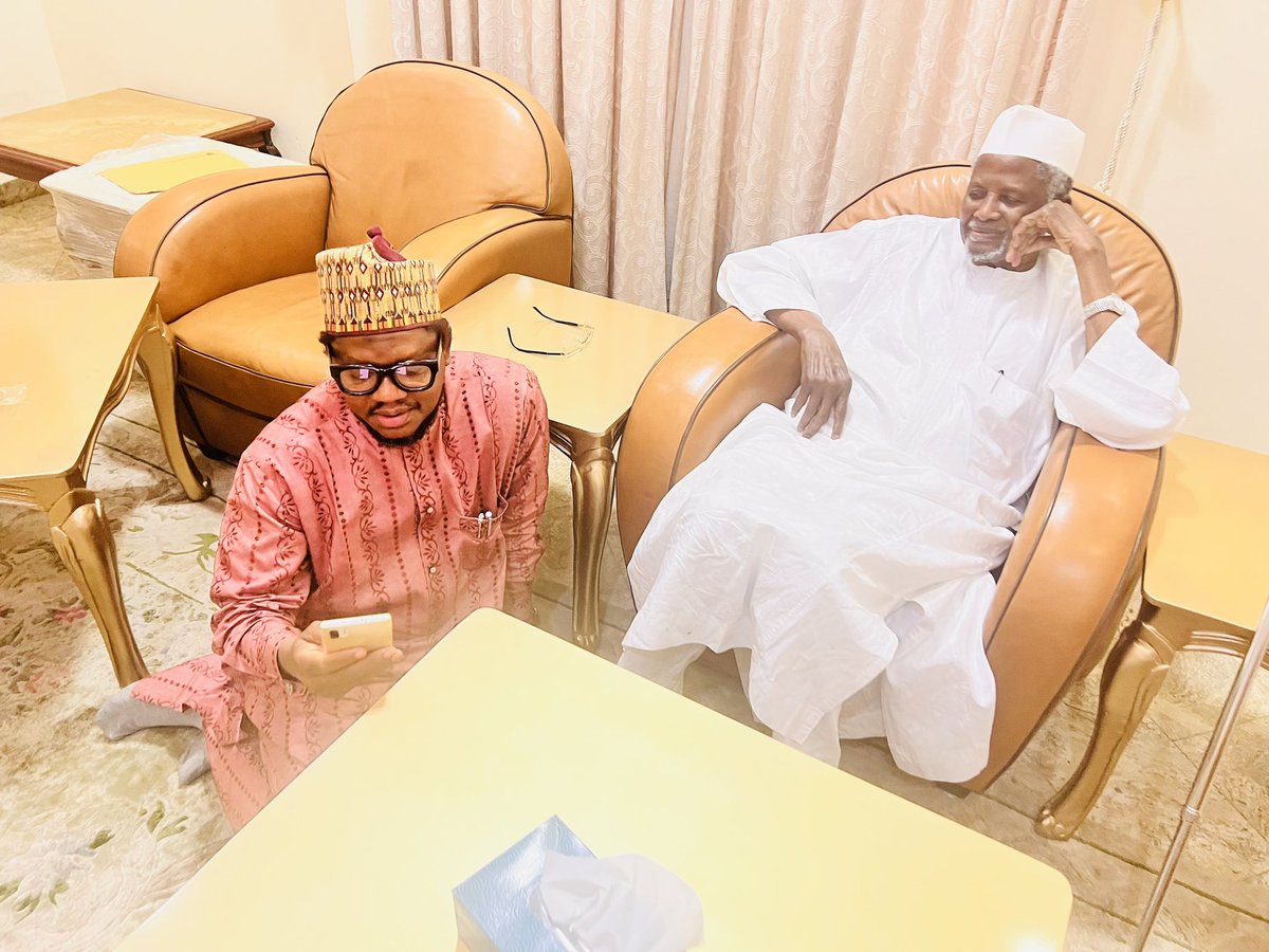 adamugarba's tweet photo. Today I had the pleasure of meeting Nigeria’s finest & treasured industrialist, foremost philanthropist, deeply resourceful and highly intellectual elder statesman of repute, Alhaji Aminu Dantata.

We had over 3 hours of conversation around everything. Life, world history, business, politics, Nigerian evolution, including BRICS, etc and we also discussed about the future and what our generation need to do to reclaim Nigeria’s lost glory.

At 96 years old, I found him of sound mind and good health. He recalled everything, with dates & locations from 1940s till date. I was thrilled by his level of cognition, much more than most people even within our age bracket. Nothing short of the Grace of Allah surrounding him.

I’ve learnt a lot, much more than I’ve learned in any book or any classes I’ve been. What a treasure!

Baba is not just a blessing to Nigeria, but to Africa and the world. What fascinates me more about him is his highest sense of patriotism and deep believe in the Nigerian Project. I’m truly inspired.

He gave me his phone so that I can personally dial my phone number. 

May Allah continue to bless him with sound health, mind and spirit, including his generations. And as he inherited from his preceding generations, a reputable, responsible and reliable family name, May Allah bless his proceeding generations continues growth in strength, peace, protection and prosperity forever and ever. Ameen.

Thank you @AMsDtt for making it possible for me to meet Baba today. I really appreciate.