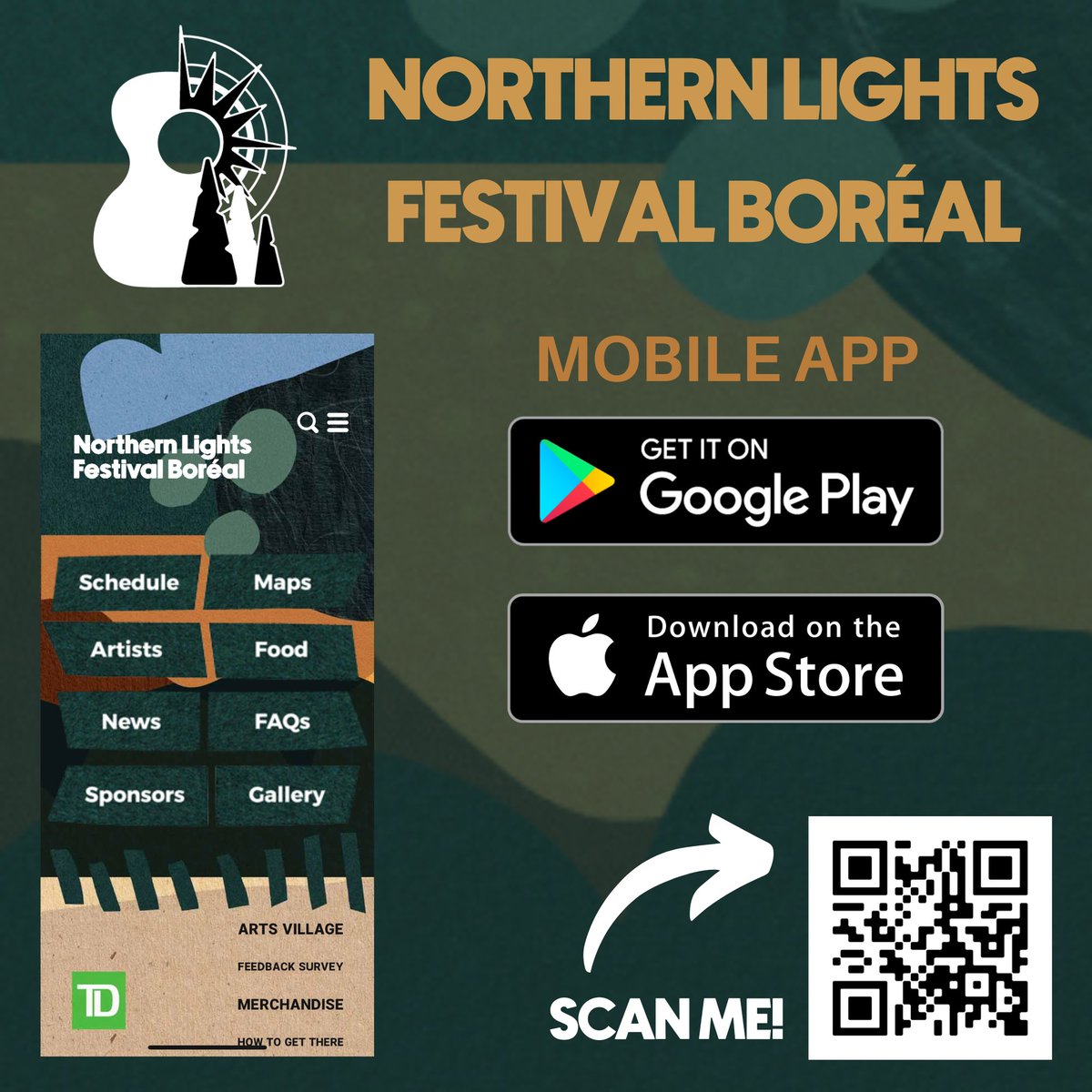 NLFB_festival's tweet photo. Hey! Did you know we have an app for the fest?! You can find all the information about bands, vendors and more! You can download the app on Google Play or the App Store using the QR Code!

#nlfb2023 #newapp #musicfestival #sudbury #livemusic #sudburyontario https://t.co/tch8AHxkkn