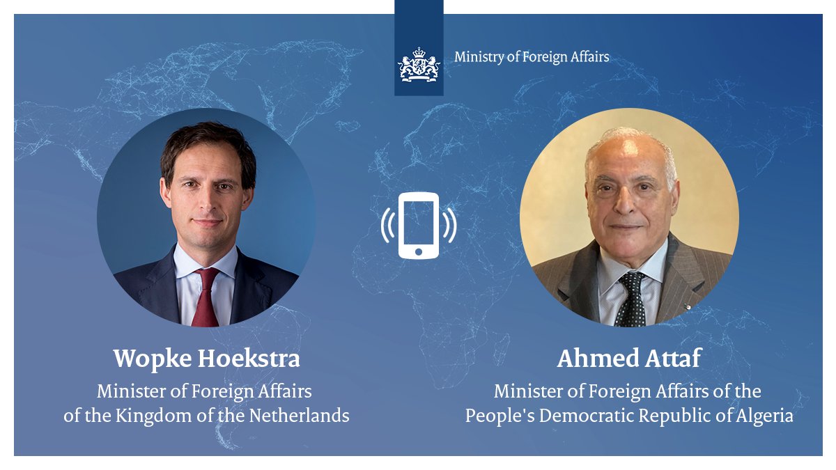 WBHoekstra's tweet photo. Glad to speak with FM @AhmedAttaf_Dz. We discussed Dutch-Algerian cooperation on various topics, including energy and migration. Also congratulated him on Algeria's election to the UN Security Council. Looking forward to continuing our valued and constructive partnership. https://t.co/Qw5tYUsjTa