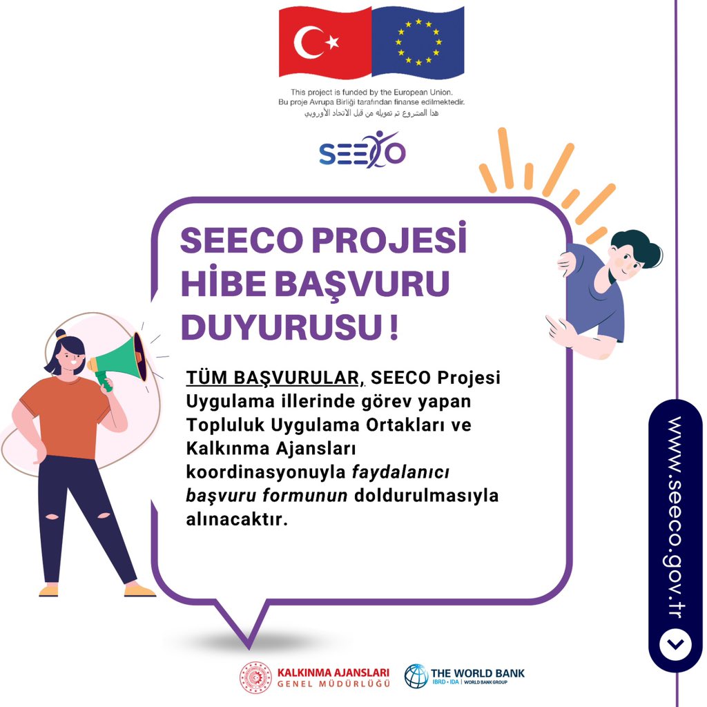 seecoproject's tweet photo. 📣Within the scope of SEECO Project, Grant Program Applications have begun!

🔗For detailed information please click on the link:
https://t.co/3eZUvi15wW

@KalkinmaAjansGM 
@EUDelegationTur 
@WorldBankTurkey https://t.co/CorKr1vI5Y