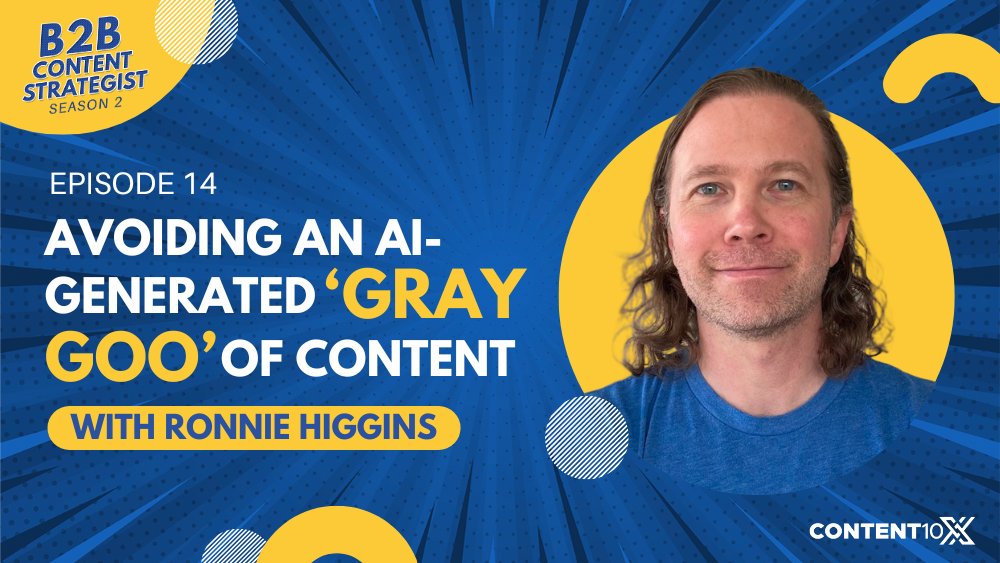 Are content marketers to blame for ‘ruining Google’?

How do we fight against a rising tide of lackluster, gray content?

Check out this episode of B2B Content Strategist with <a href="/ronniehiggins/">˗` Ronnie Higgins ˊ˗</a>. Great conversation, inspirational marketing leader!

content10x.com/b2b-content-st…