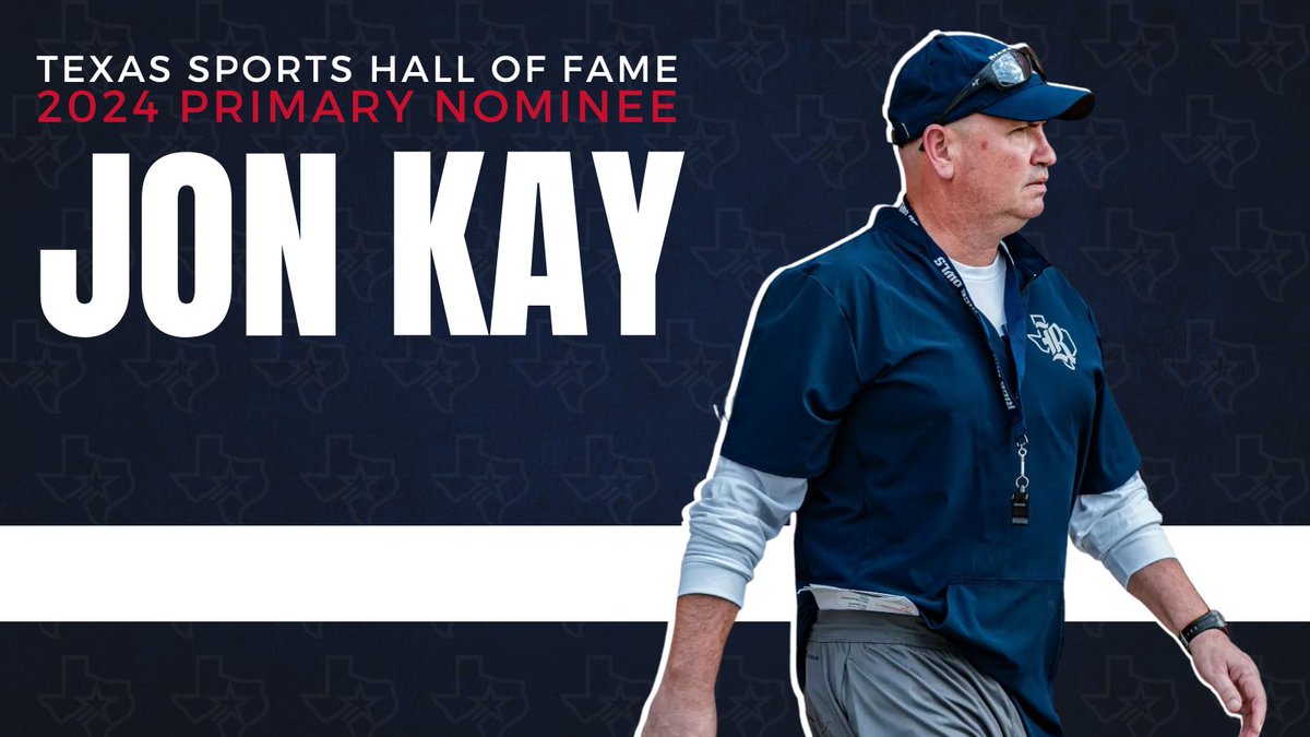 2024 #TSHOF Primary Nominee- Jon Kay🏈 -4x @uiltexas State Champ -117-18 record in 9 seasons at @NSSH_Mustangs -His 4 state titles are the most for any HTX-area school - Current LB Coach for @RiceFootball 🗳️To vote on July 17, become a voting member at ow.ly/Kgey50OVSQX