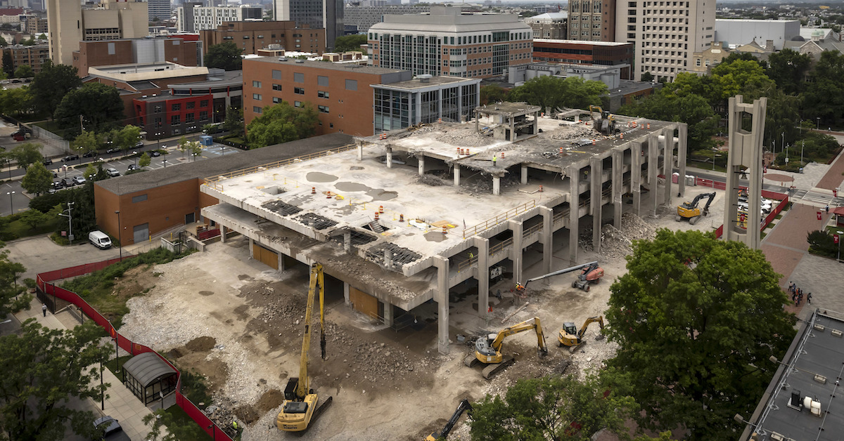 TempleCPH's tweet photo. Work continues on our future home in Paley Hall! #PaleyProgressPic
And check out this throwback—look familiar? Almost 60 years ago, Paley Library began to take shape as crews constructed the skeleton of the first floor! https://t.co/GGtBqxpDMr