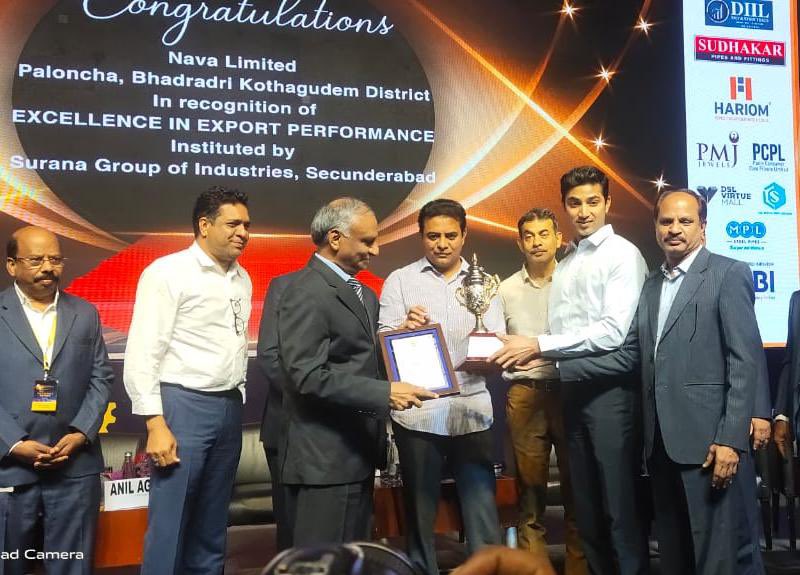 NavaLimited's tweet photo. Honoured to receive the award for “Excellence in Export Performance 2022” from @FTCCI over the hands of Hon’ble @MinisterKTR! 🏆Grateful to the jury panel and everyone involved, for acknowledging Nava’s efforts &amp; contributions. 🙌 #Gratitude #ExcellenceinExportPerformance #FTCCI https://t.co/AaNDKRSMXm