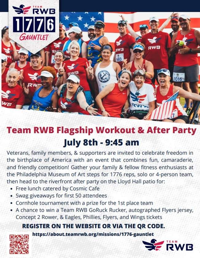 Greater Philadelphia Veterans Network (GPVN) (@phillyveterans) on Twitter photo #PhillyVets our friends <a href="/TeamRWB/">Team Red, White & Blue</a> Philly Chapter are hosting a work out and after party. See details 👇 #PhillyVets our friends <a href="/TeamRWB/">Team Red, White & Blue</a> Philly Chapter are hosting a work out and after party. See details 👇