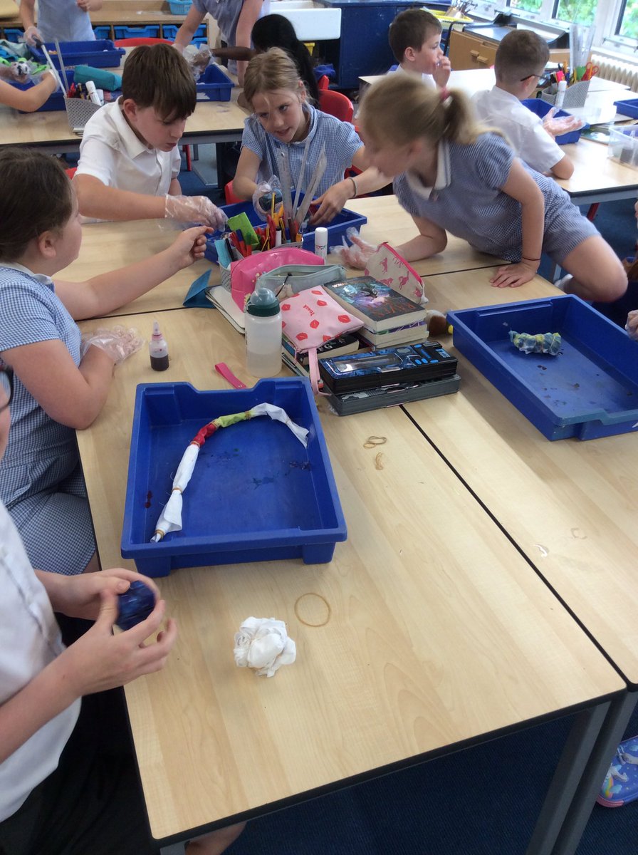 The first stage of constructing our aprons in DT, this afternoon. We have carefully pinned our paper pattern onto fabric and have cut around the template. Now onto dying our fabric according to our designs.