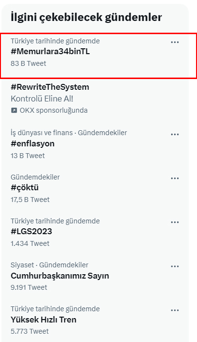 Memura 34 bin lira Zam etiketi Türkiye gündeminde 1. sırada.

Yetkili sendikaların hiçbir açıklama yapamadığı bu dönemde hep beraber çok daha güçlüyüz 💪

#Memurlara34binTL