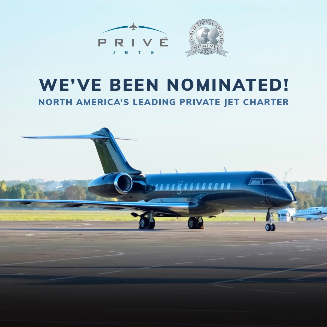PriveJets's tweet image. Privé Jets has been nominated as the “North America’s Leading Private Jet Charter 2023” in the 30th anniversary @WTravelAwards!

Vote for Privé Jets: worldtravelawards.com/vote