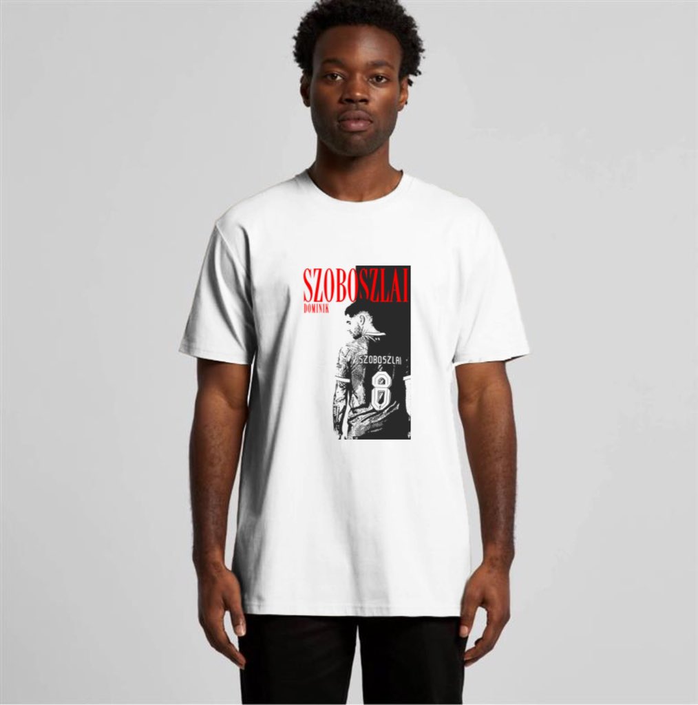 “Szay hello to my little friend!”💥🇭🇺

New Dominik Szoboszlai design inspired by the iconic Scarface poster. This will be available to order in next batch😮‍💨

Box versions and transparent ones available so can go smoothly on any colour tee/hoodie🫡