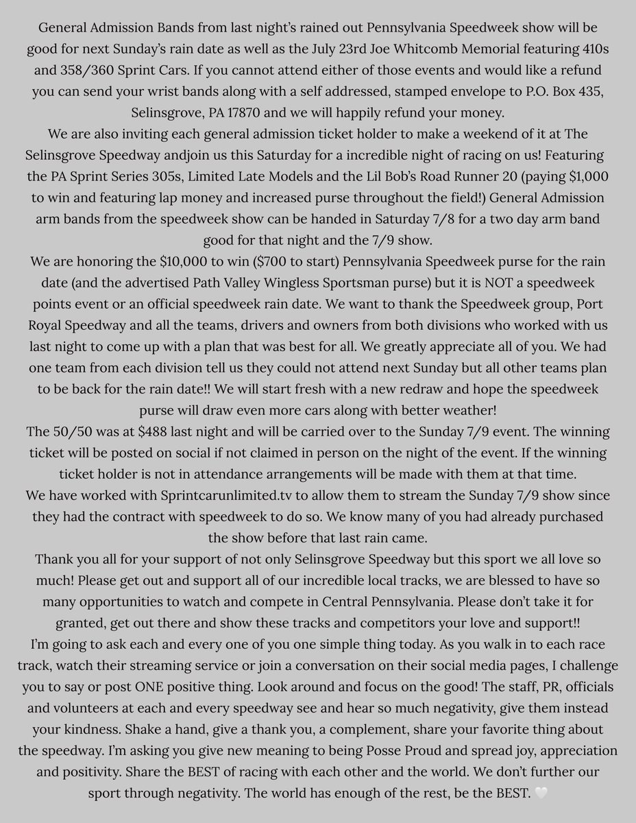 👇🏼MORE INFO👇🏼

Here is more information about this past weekends <a href="/PASpeedWeek/">PA Speedweek</a> event and our now two upcoming races at the Speedway this weekend!