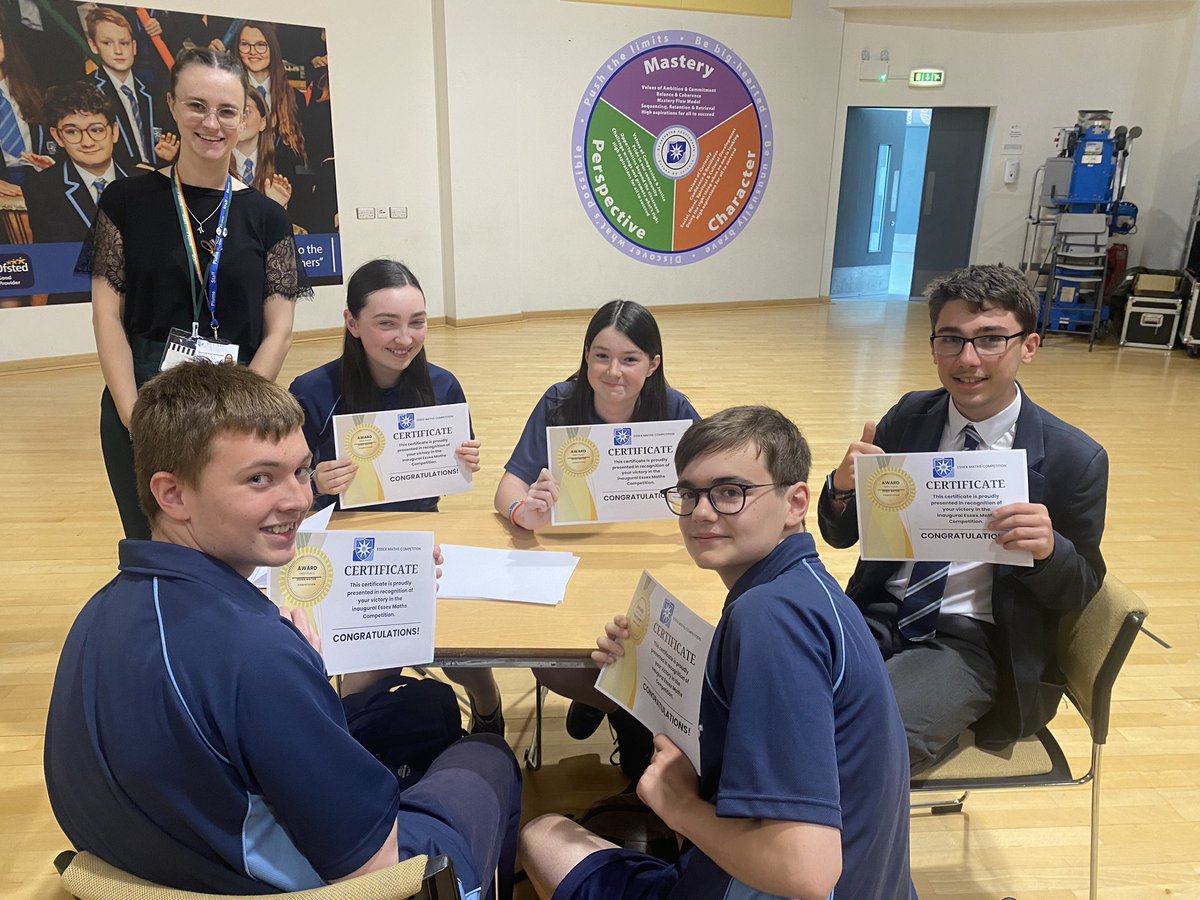 PlumeMaths's tweet photo. A huge well done to the group of year 10 students who today, along with students from other local schools, took part in a maths competition. We are very proud of you for embracing the challenge, and an extra congratulations to one of our teams who won 1st place!🥇@Plume_Principal https://t.co/GJfjw0W0WR