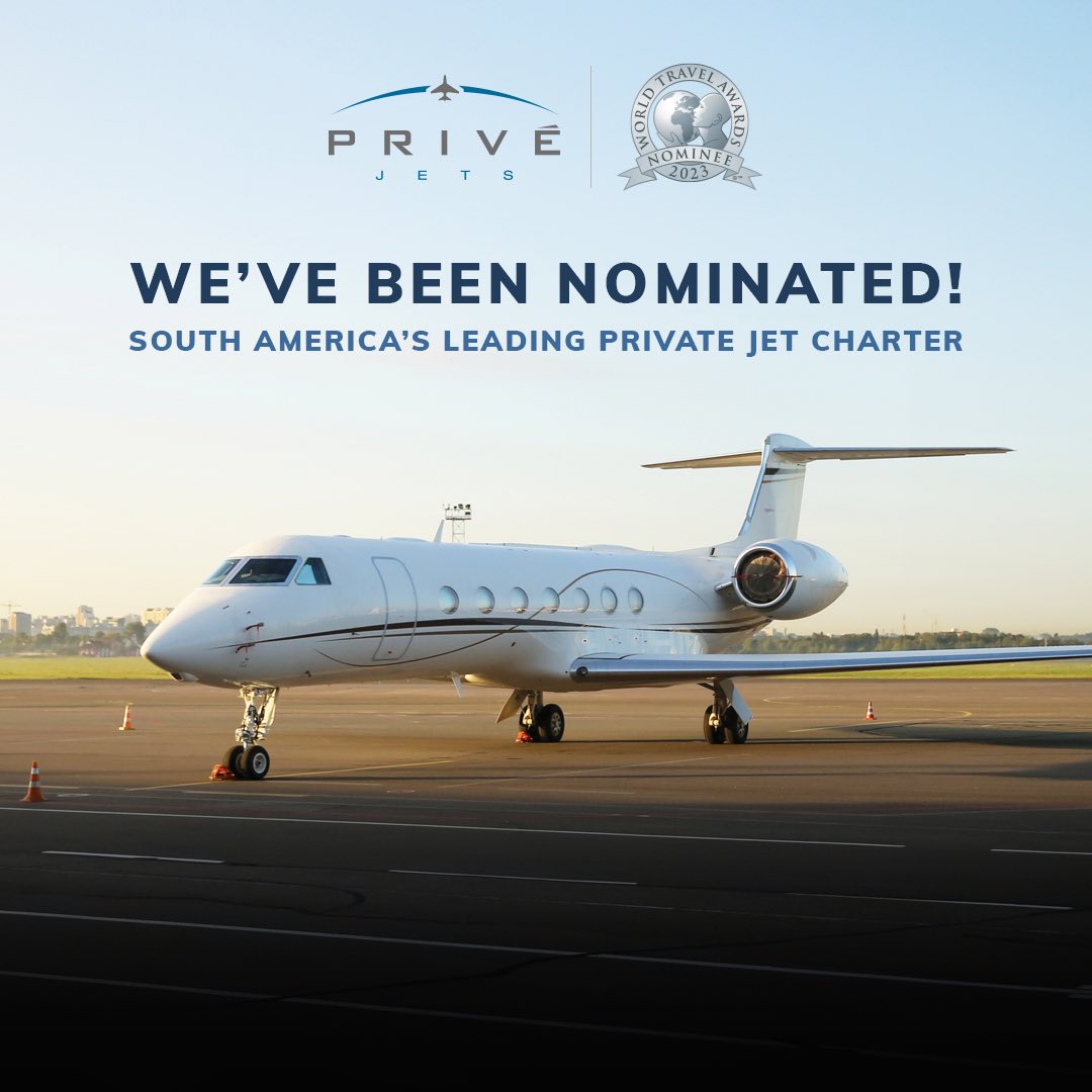 PriveJets's tweet image. Privé Jets has been nominated as the “South America’s Leading Private Jet Charter 2023” in the 30th annual @WTravelAwards!

Vote for Privé Jets: worldtravelawards.com/vote