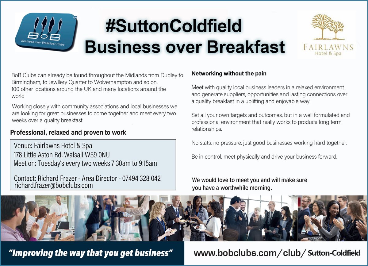 Good evening #sutColHour  Sutton Coldfield Bobclub Meet every Tuesday Morning for Breakfast  7.30 am - 9.15 am.