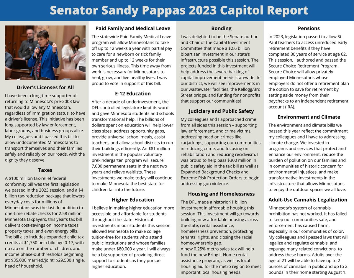 This year's session can be described as historic, transformative, and busy. With so many great laws passed it can be hard to keep up with everything that happened in the legislature. Read my 2023 End of Session Report below to get all caught up!
