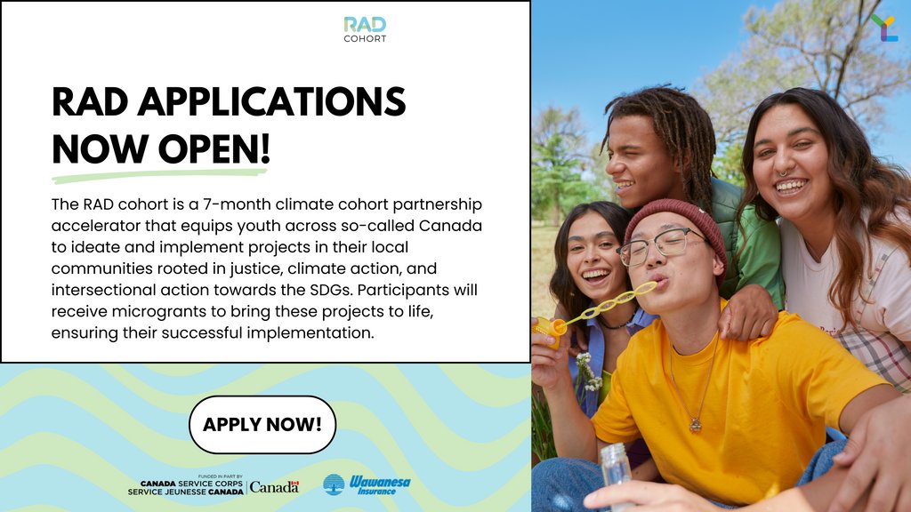 Join our RAD Cohort Program! 🌍Explore climate justice, collaboration, and the 2030 Agenda. Get $750 for your impactful project! Apply now (tinyurl.com/radcohort) 🌱✨ Supported by @4rsYouth @Wawanesa @CommFdnsCanada & Gov of Canada. #radcohort #CanadaServiceCorps #LeadersToday