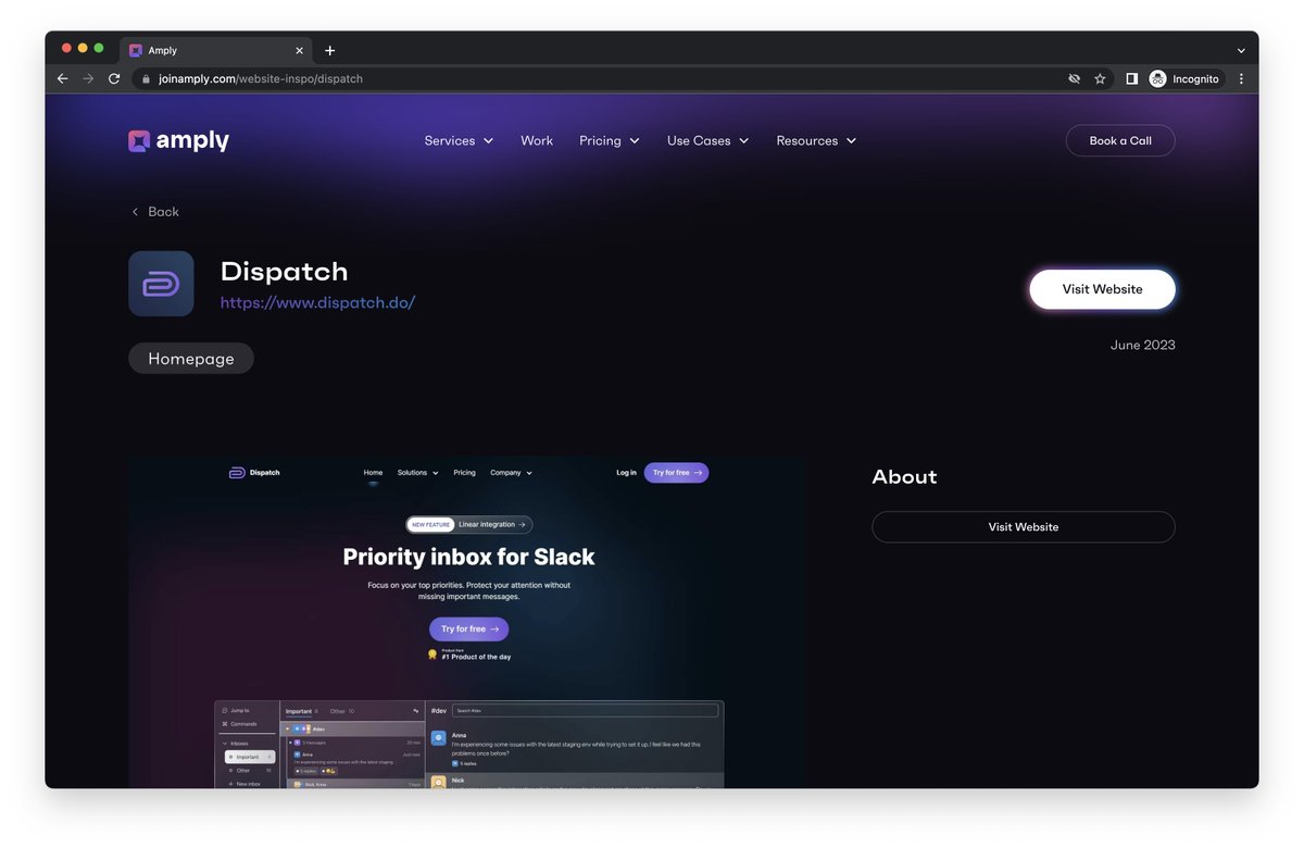 Great way to start the week: our new website was just featured as design inspo at Amply 😊🎨