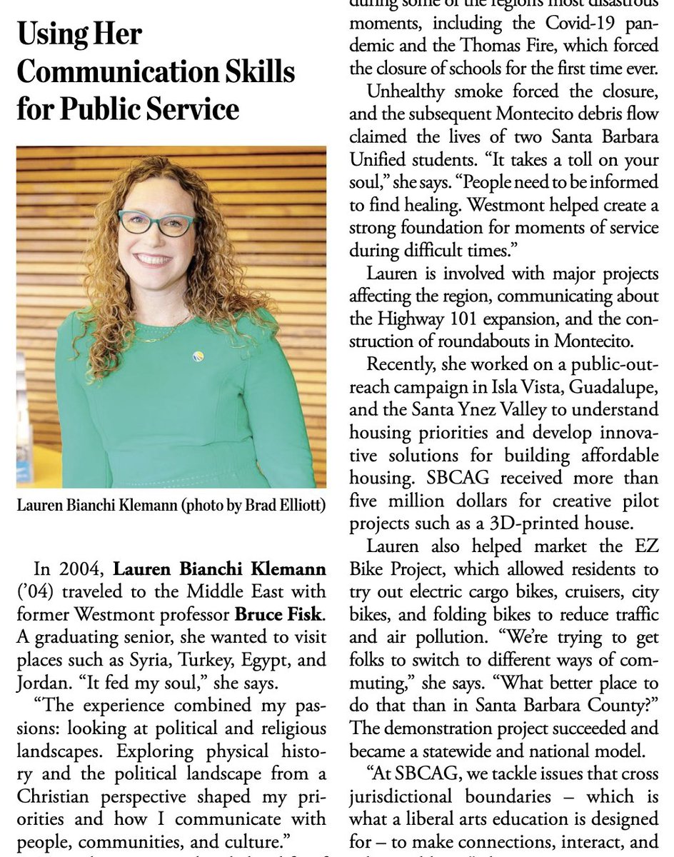 AWCSB's tweet image. Member news: Westmont 's Scott Craig gave a lovely shoutout to our AWC-SB Boardmember Lauren Bianchi Klemann this week in the Montecito Journal — as well as some great kudos for AWC-SB! Here is the link to the issue flipbook (story is on page 39). ow.ly/h5si50P294q
