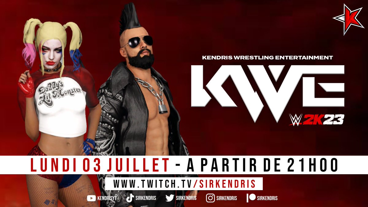 SirKendris's tweet photo. [#TwitchFR]

Ton programme du soir sur la K*TV :

🔻 Deuxième show du segment #MoneyInTheBank du côté de la #KWERAW ! 🔥

~21H00

➡️ https://t.co/lbwz6kBrul ⬅️ https://t.co/pJcKojCRfK