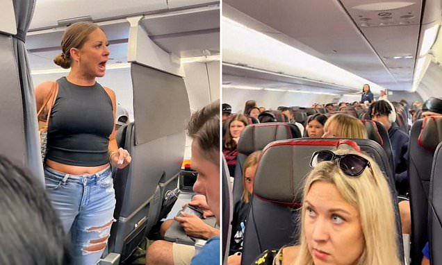 Astonishing moment distressed woman has meltdown on plane over 'imaginary' passenger