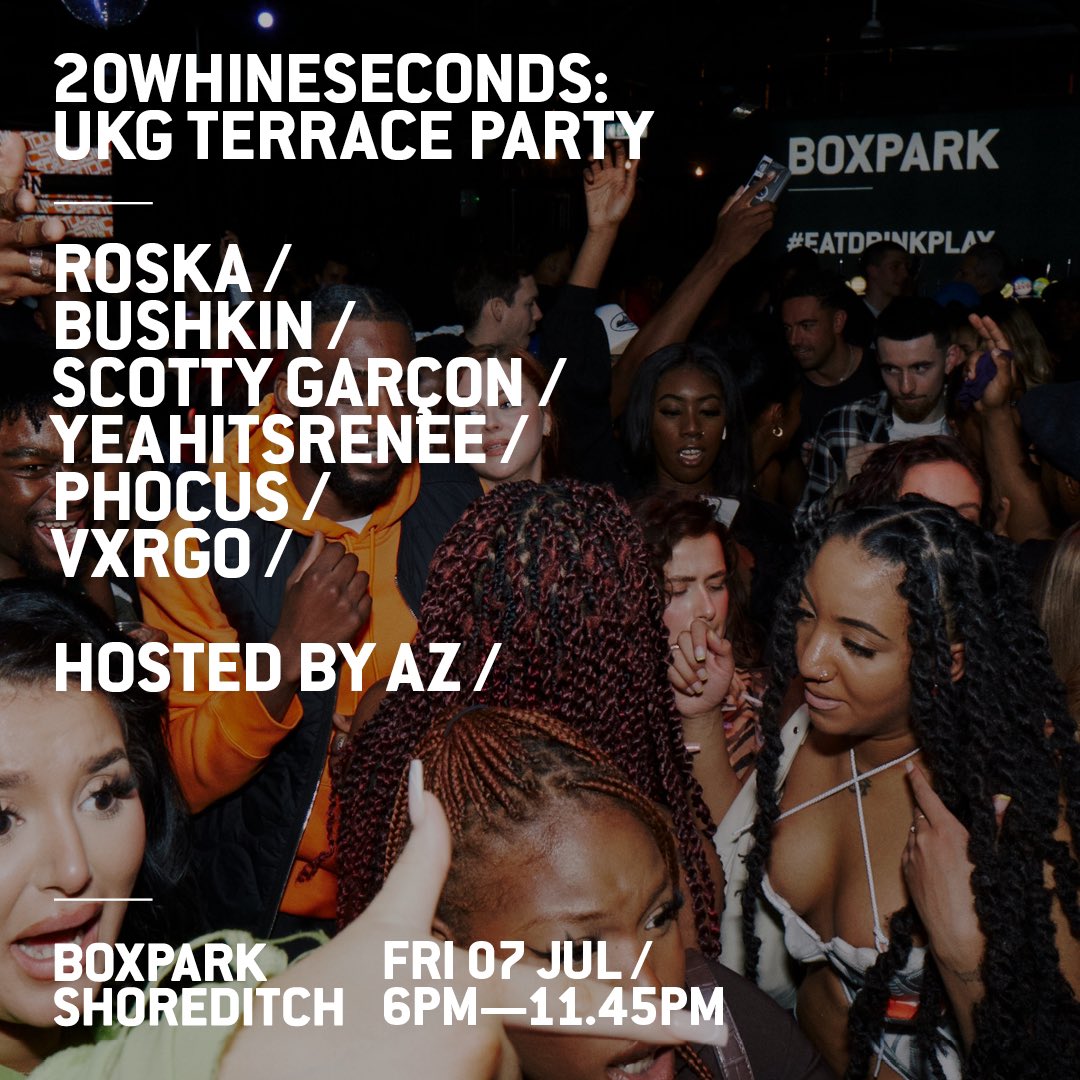 boxpark's tweet photo. THIS WEEKS EVENTS: 

MON: @TheBigFatQuizCo / Speed Dating
TUE: @ComedyManiaUK 
WED: @mwevents_ 
THU: Post Work Pop Party / @BaileLDN 
FRI: 20WHINESECONDS - UKG TERRACE PARTY
SAT: CUBAN MODE PRESENTS WORLD RUM DAY PARTY @HavanaClub_UK 
SUN: @AfroParadiseUK / Reggaeton Dance Party https://t.co/a61ze5DIWg