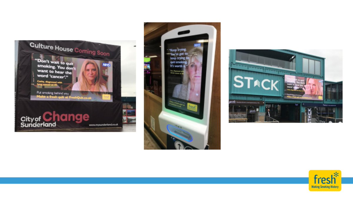 FreshSmokeFree's tweet photo. Fantastic to see our #SmokingSurvivors campaign coming to life across #Northumberland, #TyneAndWear, #CountyDurham &amp; #Teesside! Brave survivors Cathy &amp; Sue are inspiring smokers to give quitting another go.

Make a fresh quit - for advice &amp; support to quit https://t.co/yj3WgV6t72 https://t.co/ik4itAWLBI