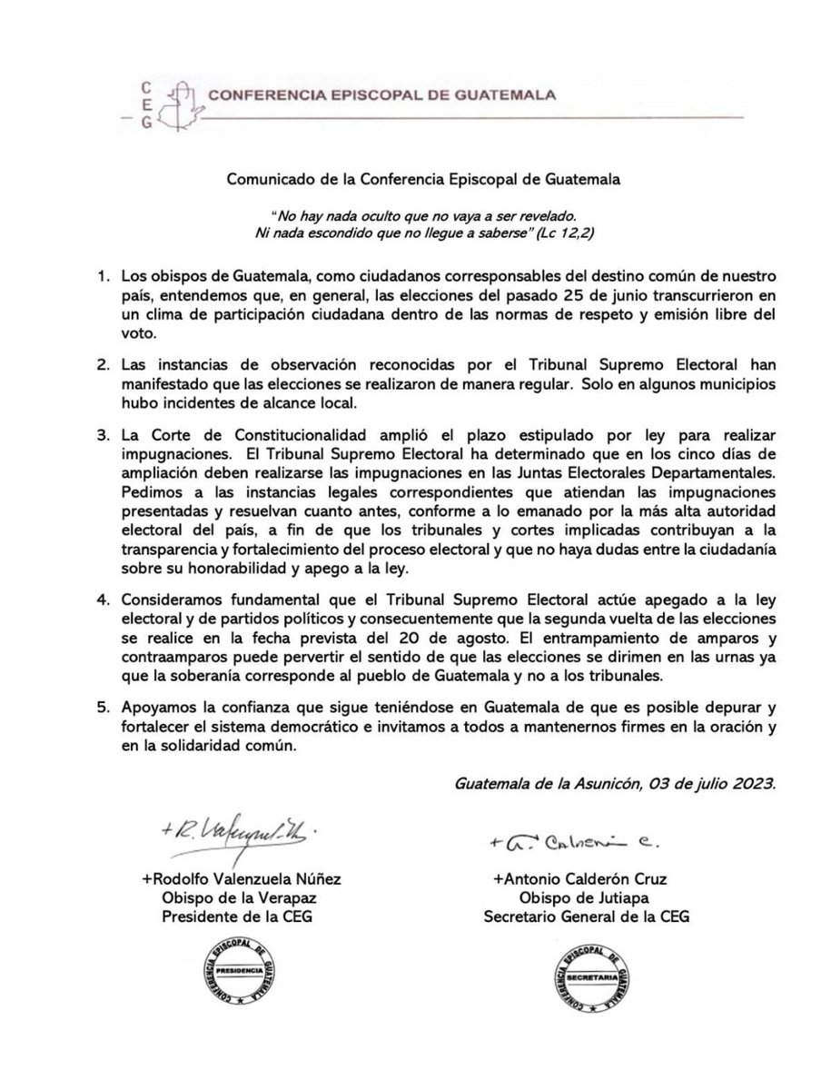 odhag_gt's tweet photo. La Conferencia Episcopal de Guatemala se pronuncia ante la situación política. https://t.co/SeMcaYLcqv