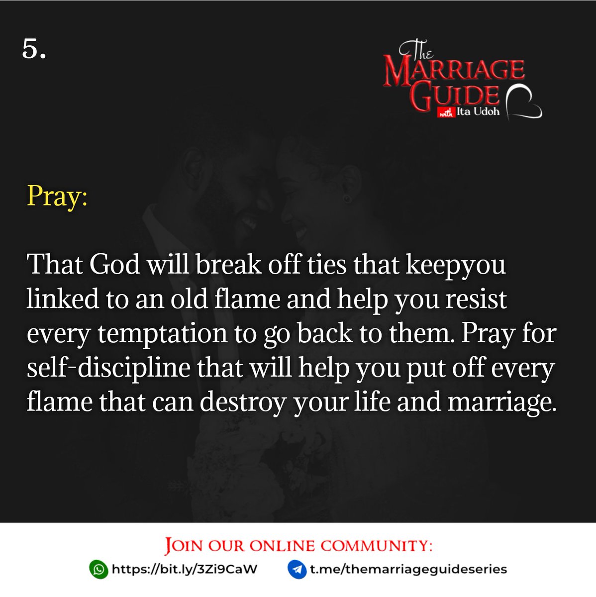 TMGuideseries's tweet photo. ⬆️
Join our community: https://t.co/W0fehhl7f9
Subscribe on YouTube: https://t.co/kjkmnAMnNH
Share to all who will marry, are married, were married, or wish for others to be married!
#TMG #Marriage #marriageadvice #oldflames #PastorItaUdoh https://t.co/M3Rv5blTdG