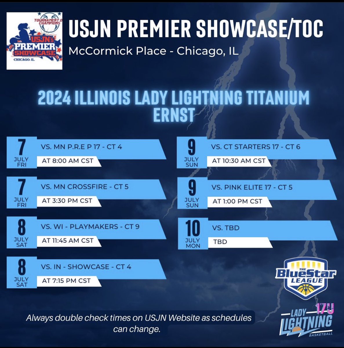 So excited to be back with my team! Here’s my schedule for the Nike TOC!!
<a href="/LadyLightningIL/">IL Lady Lightning</a>