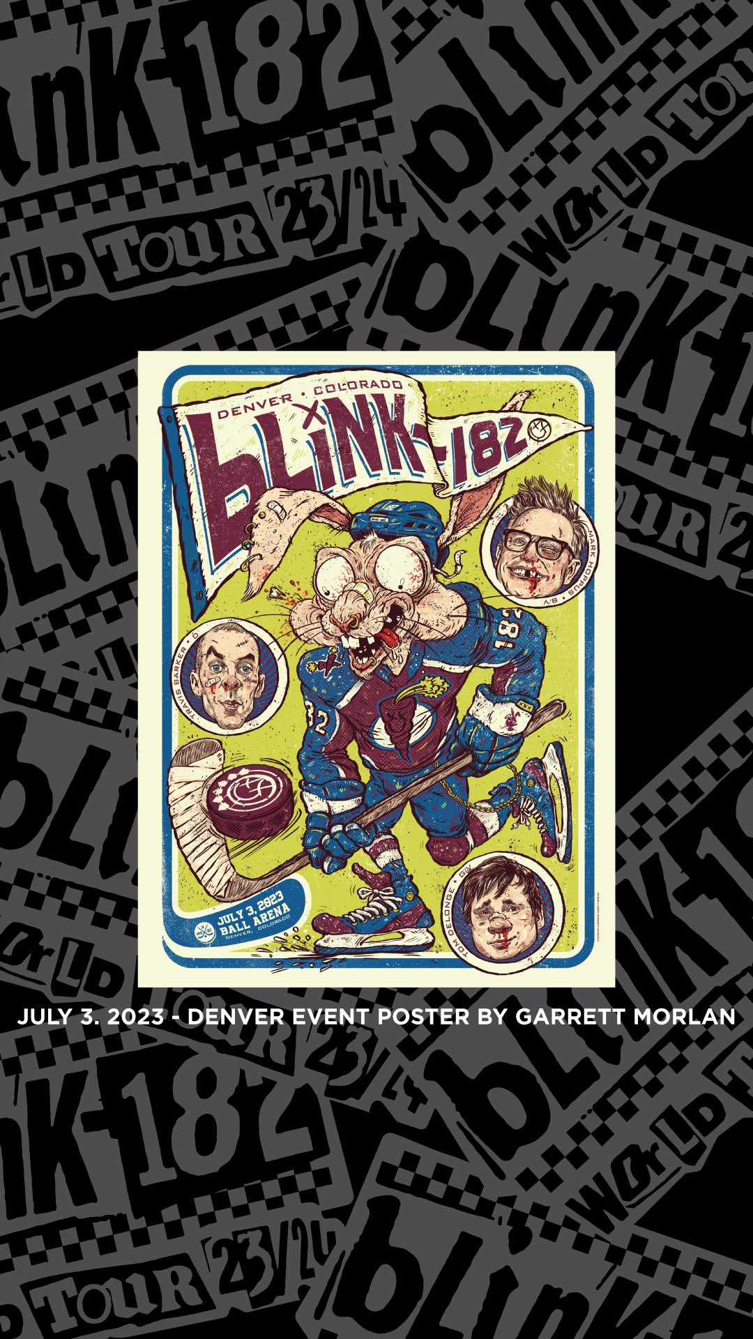 Official july 3 2023 Blink 182 Denver Event Colorado Avalanche T