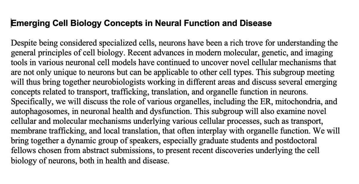 Le Ma (<a href="/BranchingLab/">Le Ma</a>) and I are organizing the subgroup "Emerging Cell Biology Concepts in Neural Function and Disease" at the ASCB|EMBO Cell Bio meeting this year. Please submit an abstract - due August 1st! <a href="/ASCBiology/">American Society for Cell Biology</a> <a href="/EMBO/">EMBO</a> ascb.org/cellbio2023/