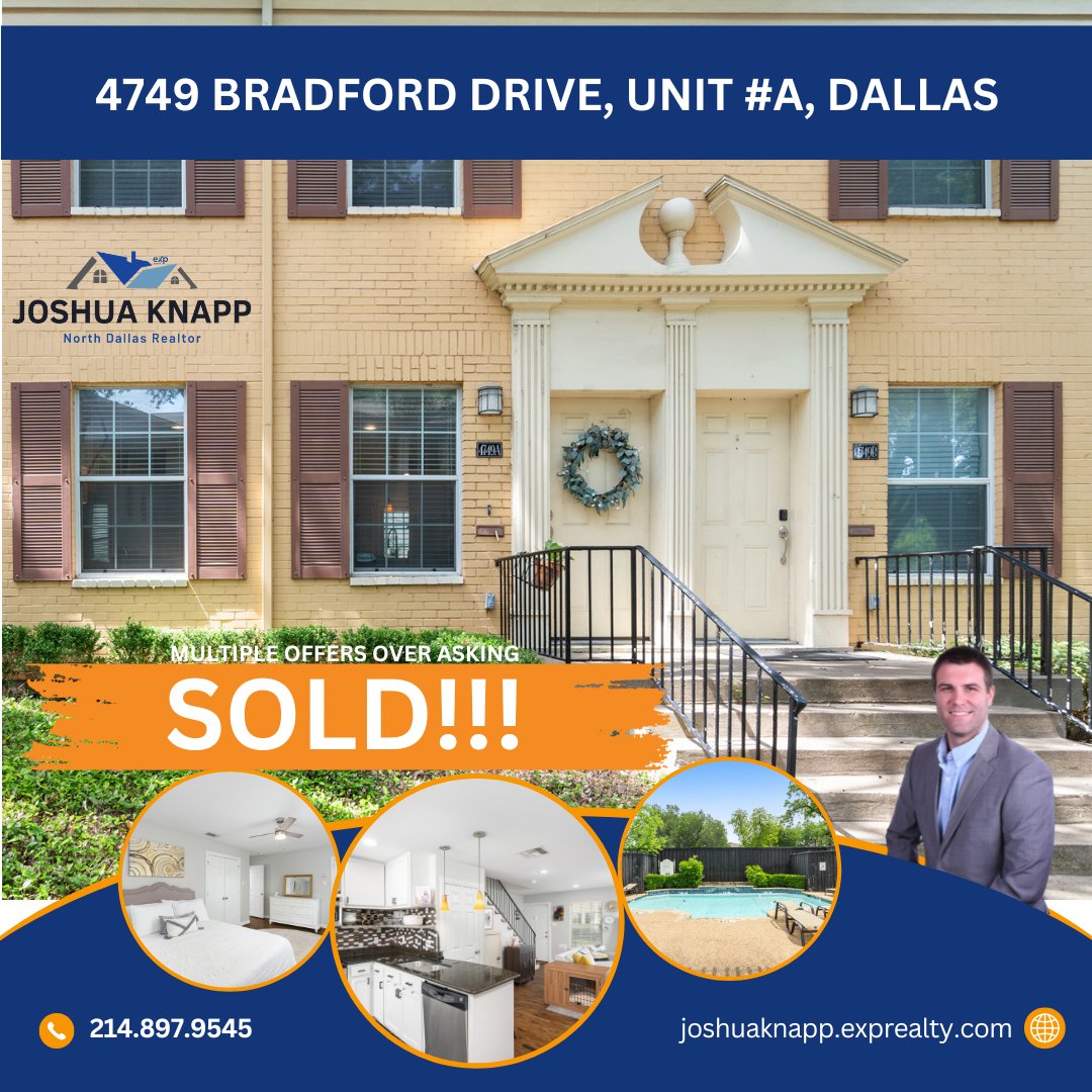 Sold!! 4749 Bradford Drive is #sold with multiple offers over asking! I'm so thrilled for my client! #knappknowshomes #dallastx #condominium #overaskingprice