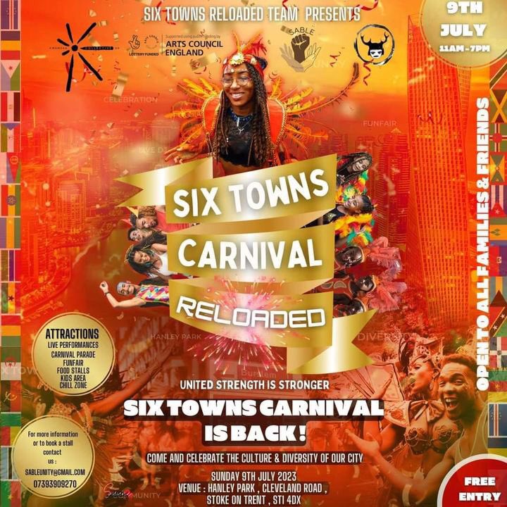 6 Days until the 6 Towns Carnival 🎡 

Back and better than ever! 

There’ll be lots to see and music to dance too 💃🏾 

Have you ever been to Carnival? 

Why not try something new! 😊 

#6townscarinal23 #summertimevibes #kwanzaacollectiveuk #outdoorevents