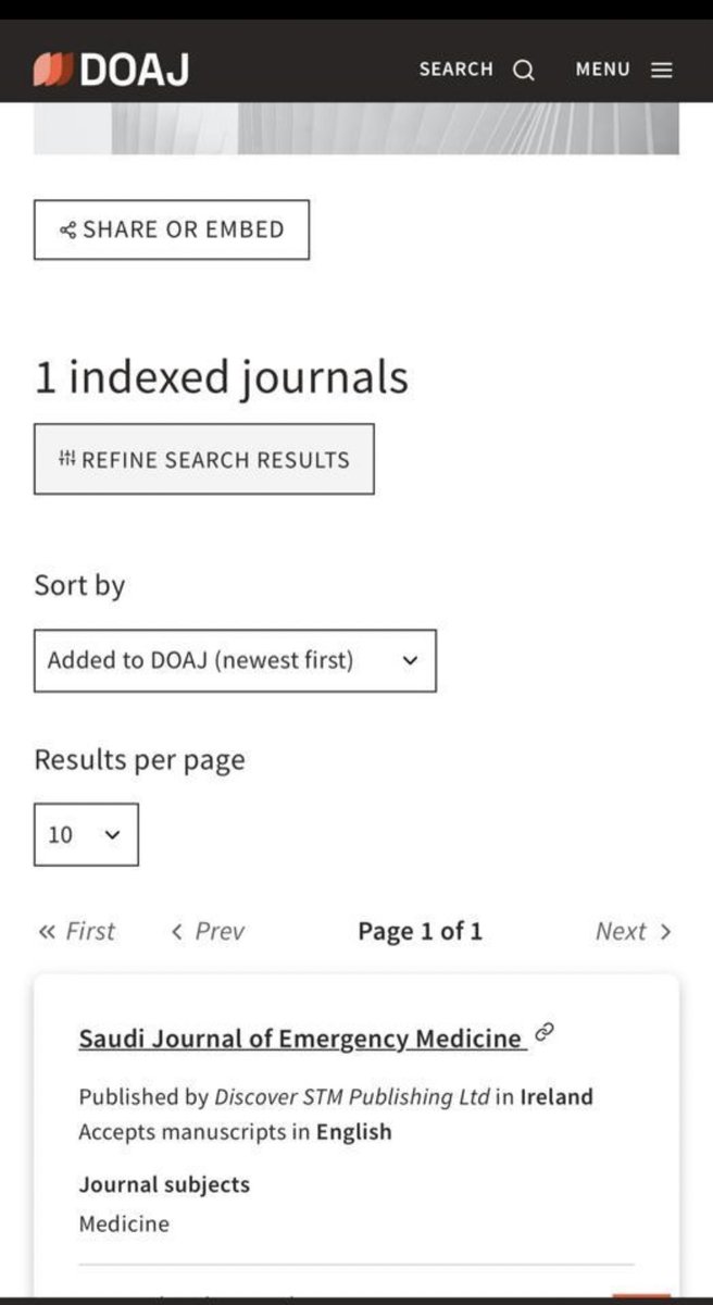 الحمد لله وحده   Congratulations,                        Saudi Journal Of Emergency Medicine was indexed DOAJ ( Directory of Open Access Journals)