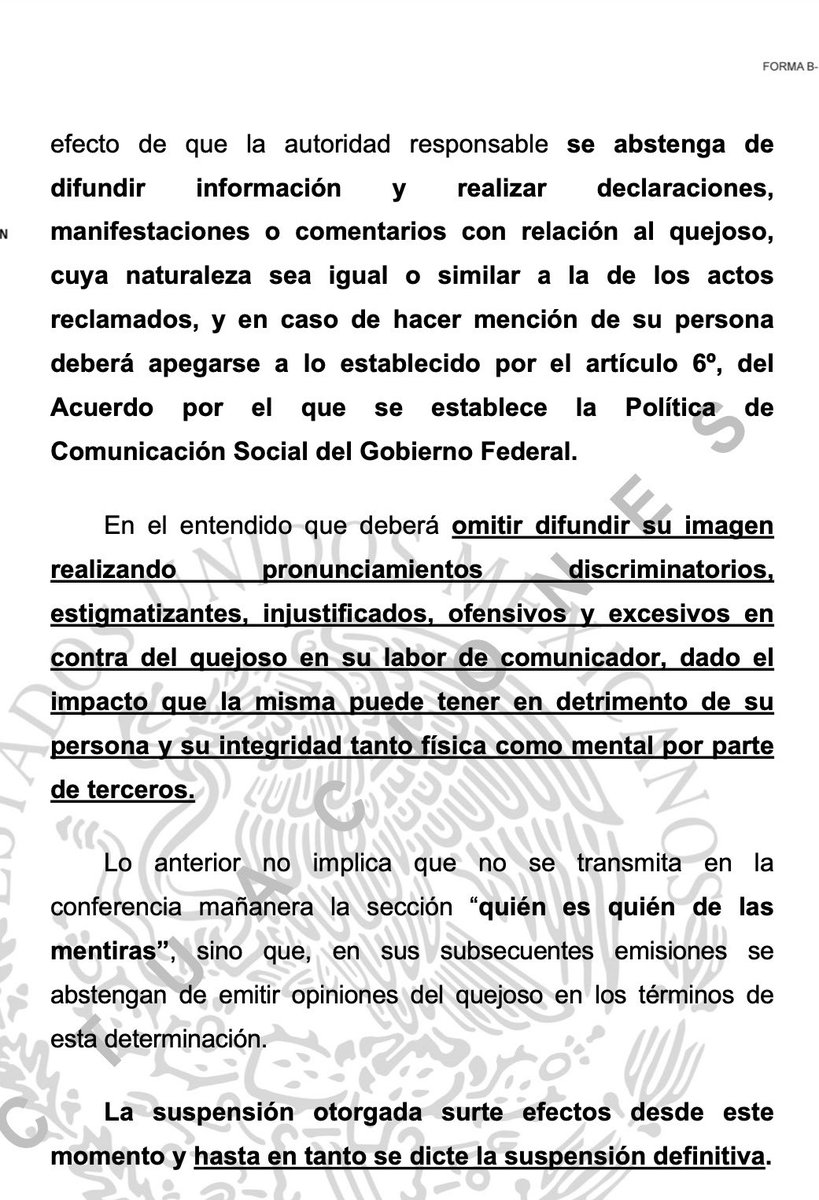 💥🚨NOTICIA URGENTE🚨💥

Pedí un AMPARO contra la mañanera, en específico, contra la sección de la señorita Vilchis 

No pretendo callar a nadie, sólo quiero que el Poder Judicial CONFIRME que esa sección claramente VIOLA DERECHOS HUMANOS

El día de hoy, mis enormes abogadas del