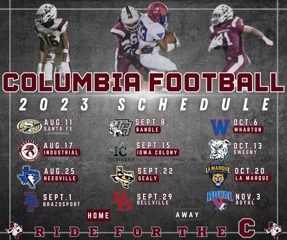 Our 2023 Columbia Football Schedule! 

#RideForTheC