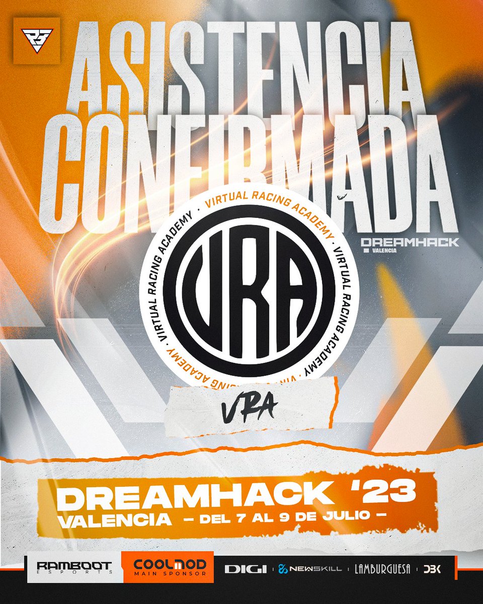 ASISTENCIA CONFIRMADA ✅

En esta edición de @DreamHackSpain volveremos a contar con la compañía de <a href="/VRacingAcademy/">Virtual Racing Academy</a> en nuestro stand 🔥

🗓️ Nos vemos del 7 al 9 de julio

#AmuntRamboot #RBTxDH #RambootVRA