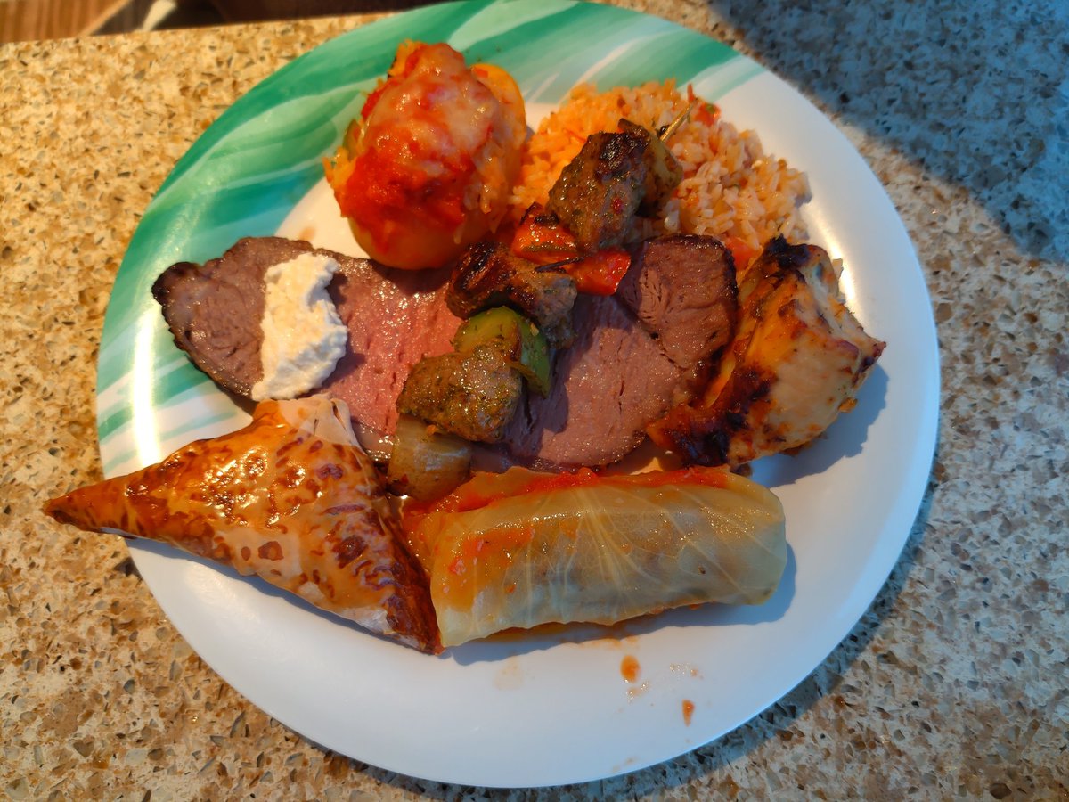 Greek dinner (mostly).  Pretty good overall.