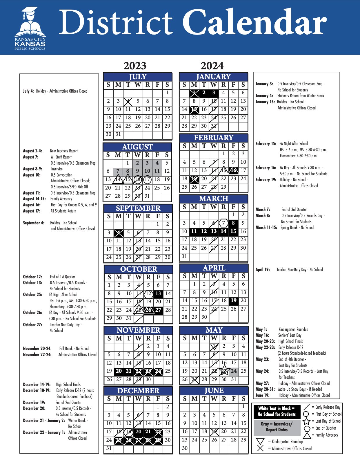 501 School Calendar 2025-2025