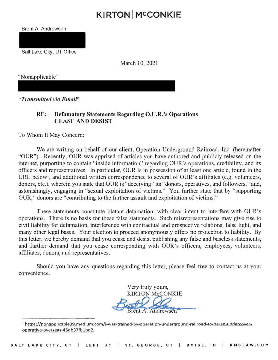 tim_exposed's tweet photo. Tim Ballard and OUR are notorious for sending C&amp;D letters to many ex employees who dare speak the truth. Part of the reason why TB used 1.6M of donations in 2022 on legal fees. If only his brainwashed followers knew the truth. #timballard #SoundofFreedomMovie https://t.co/H4zSWUh6Jz