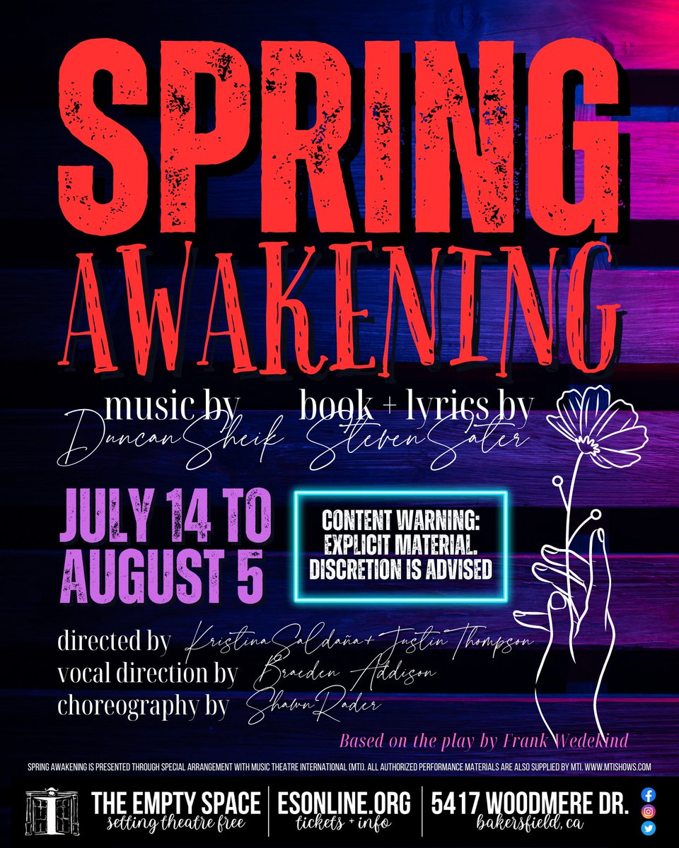 It’s Spring this summer at The Empty Space…

Get your tickets now at esonline.org!