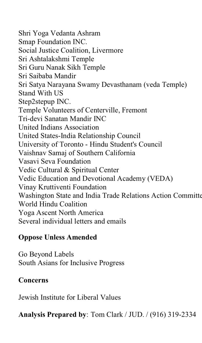 #JustIn | 100 Hindu, Sikh, Jain, Jewish as well as Indian & Bangladeshi groups representing a broad swath of the South Asian community submitted formal letters to @BMaienschein, Chair, CAAssembly Judiciary Comm, OPPOSING #SB403. 

This is 40% more than letters “for” the bill!
