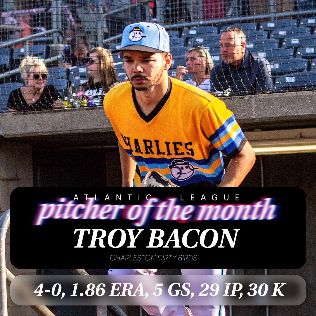 AtlanticLg's tweet photo. Troy Bacon has been named the Pitcher if the Month in the Atlantic League #AtlanticLeague @dirtybirdscwv https://t.co/raSjXBnkyx