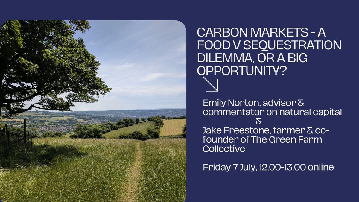 Jez Fredenburgh (@overthefarmgate) on Twitter photo Folks, this is going to be a really thought-provoking session - a proper dive into #carbonmarkets from policy, ethical, business & practical perspectives. Stuff we need to think about!
Thanks to <a href="/emilymnorton/">Emily Norton</a> & <a href="/No1FarmerJake/">Jake Freestone</a> of <a href="/TheGreenFarmCo1/">The Green Farm Collective</a>.
🎟️👉eventbrite.co.uk/e/carbon-marke… Folks, this is going to be a really thought-provoking session - a proper dive into #carbonmarkets from policy, ethical, business & practical perspectives. Stuff we need to think about!
Thanks to <a href="/emilymnorton/">Emily Norton</a> & <a href="/No1FarmerJake/">Jake Freestone</a> of <a href="/TheGreenFarmCo1/">The Green Farm Collective</a>.
🎟️👉eventbrite.co.uk/e/carbon-marke…