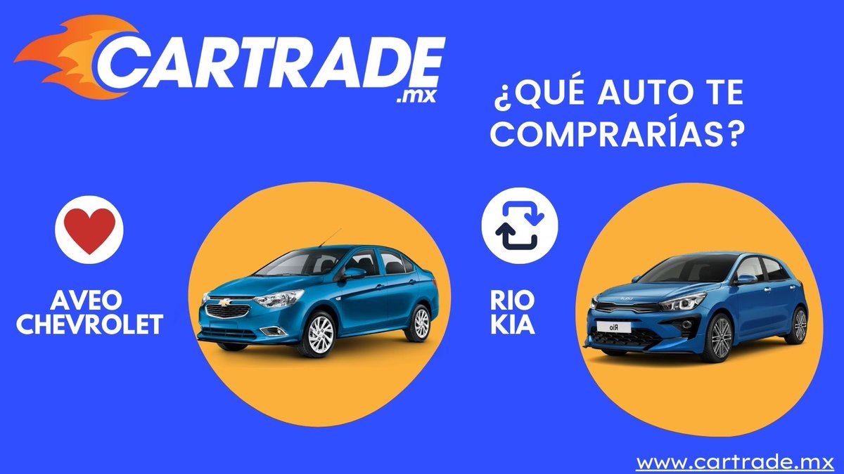 CartradeMx's tweet image. Buen Inicio de semana.
#Lunes
#Aveo #Chevrolet
#RioHB #Kia
Cartrade.mx visítanos