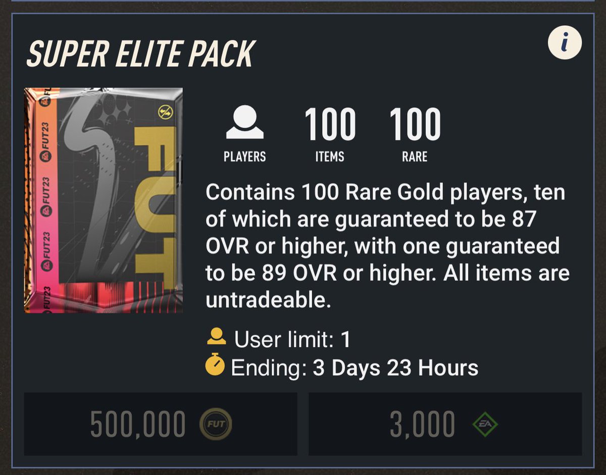 UTSources's tweet photo. 🚨Who wants 3000 #FIFA23 points for this pack 🤔

Like 
Follow for DM

Sending a couple codes out ⭐️🔥 https://t.co/FdbXtUdER4