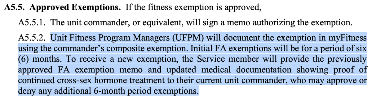 JordanSchachtel's tweet image. FYI: US service members who identify as transgender can seek an indefinite fitness standards exemption. That's how this guy managed to avoid PT.

There's an easy fix to clear these ppl out, as @Cernovich previously stated. Fitness standards for ALL service members. No exemptions.