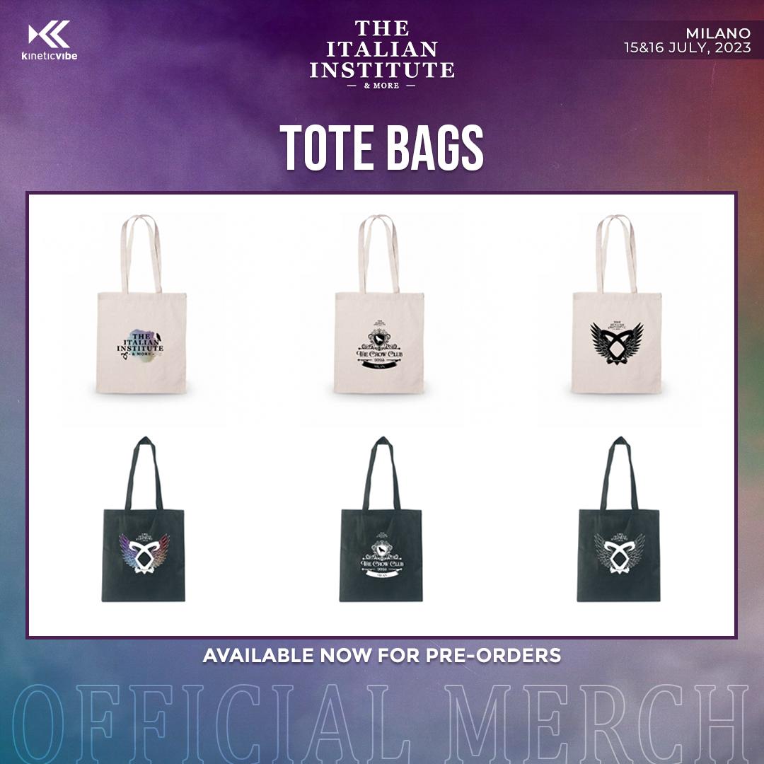 🛍️ #ITAInstituteAndMore Totebags PRE-ORDER    

Find here all the designs: drive.google.com/drive/folders/…

 W1 and B1 price: 18€ (15€ in preorder) 
W2, W3, B2 and B3: 15€  (12€ in preorder)  

Available now in the section Merch/Goods! shop.kineticvibe.net/events/the-ita…