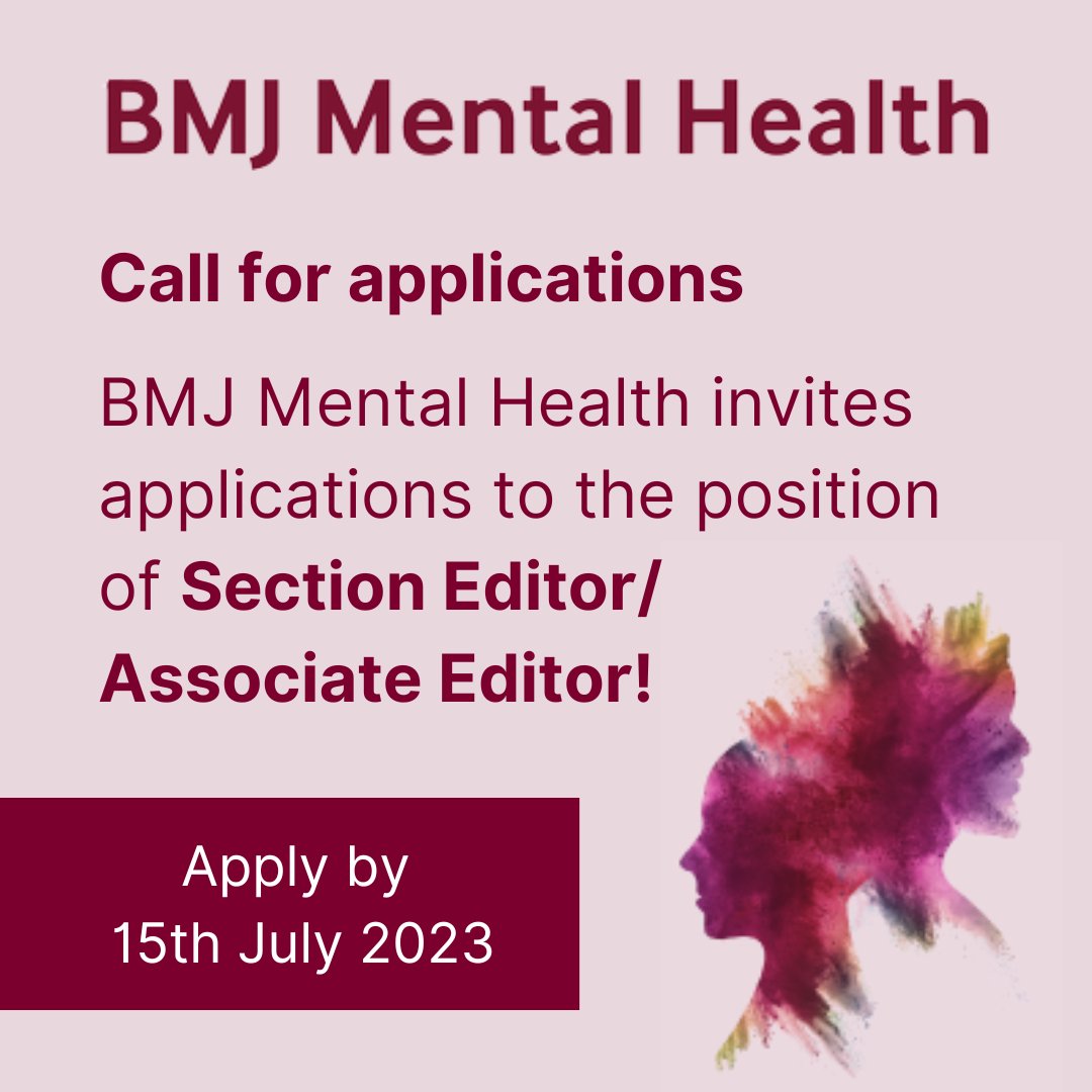 BMJMentalHealth's tweet image. 📢 We are expanding our editorial team! Apply by July 15th to become a Section Editor/Associate Editor with BMJ Mental Health. Learn more about the role and application process here 👉 bit.ly/3r8LTi7

#associateeditor #sectioneditor #openrole #vacancy #mentalhealth